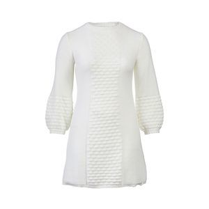 Robbie Bee Women's Plus Sz Dress 2X Textured Balloon Sleeve Sweater White